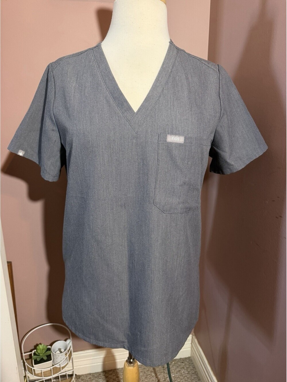 Figs Catarina Scrub Top Womens Size M PO 2974 Gray